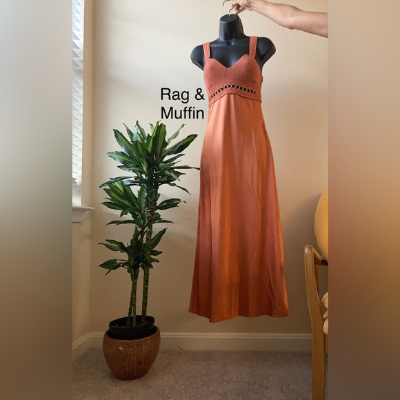 A.L.C Talia Crochet Bodice Satin Midi Dress - Picture 16 of 17